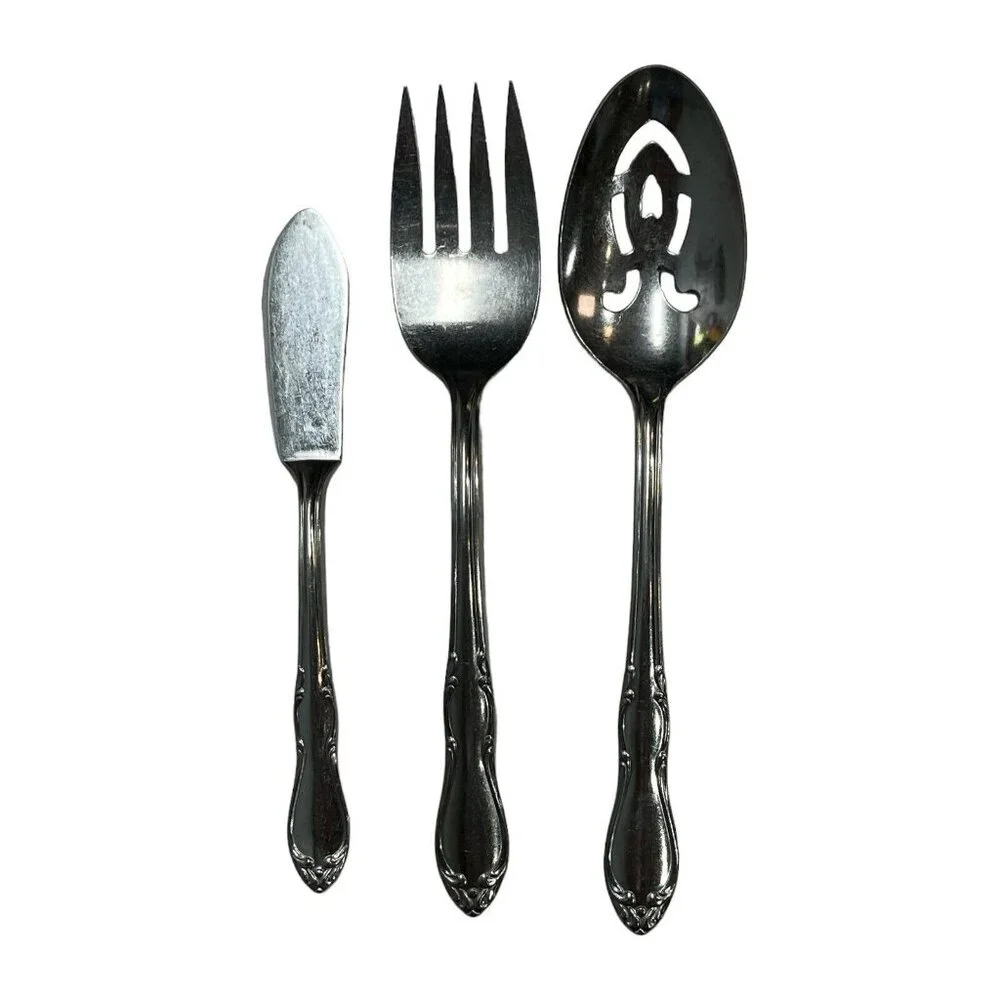 Oneida Homestead Simeon L & George H. Rogers Stainless Serving Set 3 Pieces‎